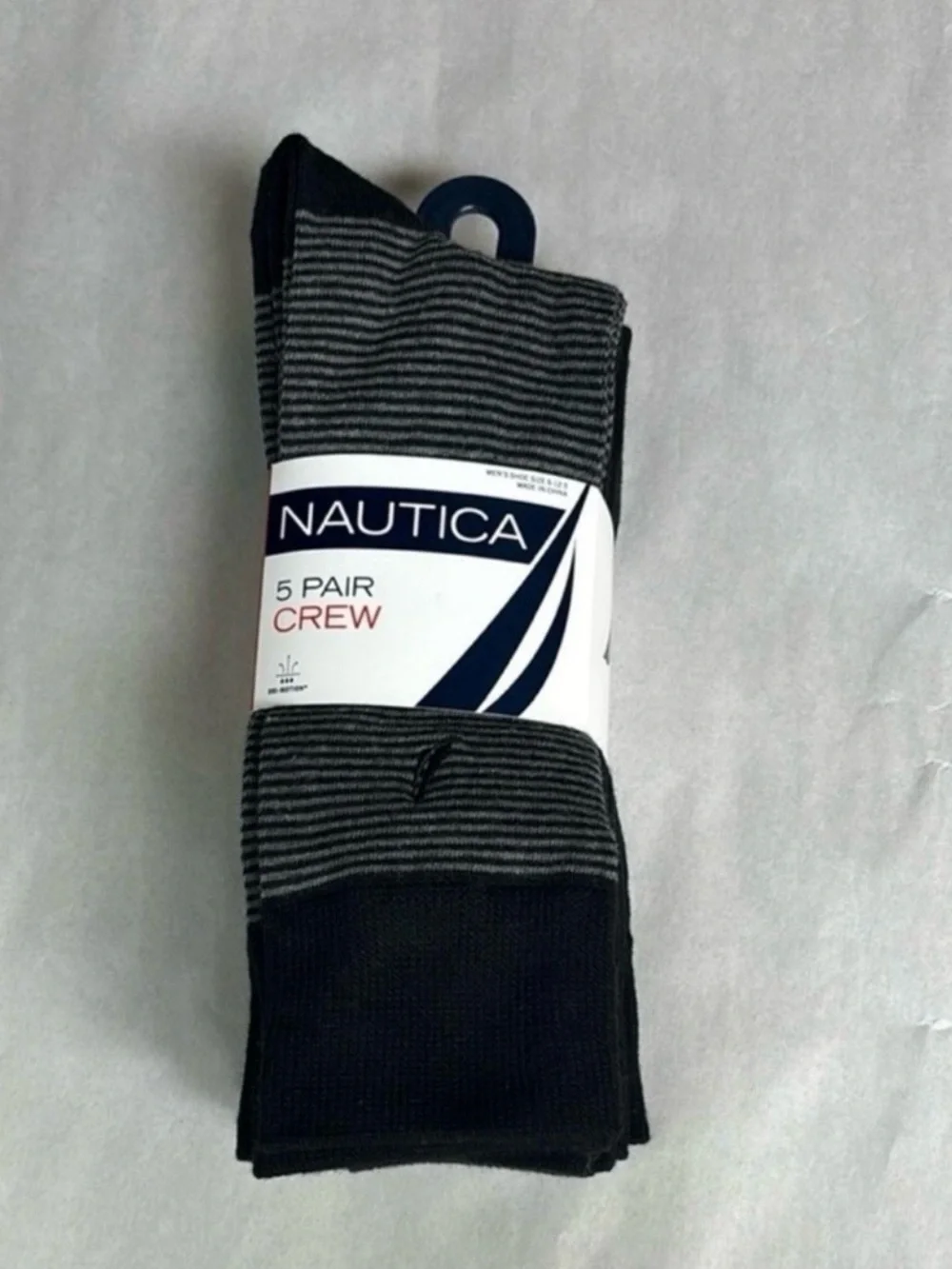 New Nautica Socks Men’s 5 Pair Black Crew Sock Business Casual Dress Active